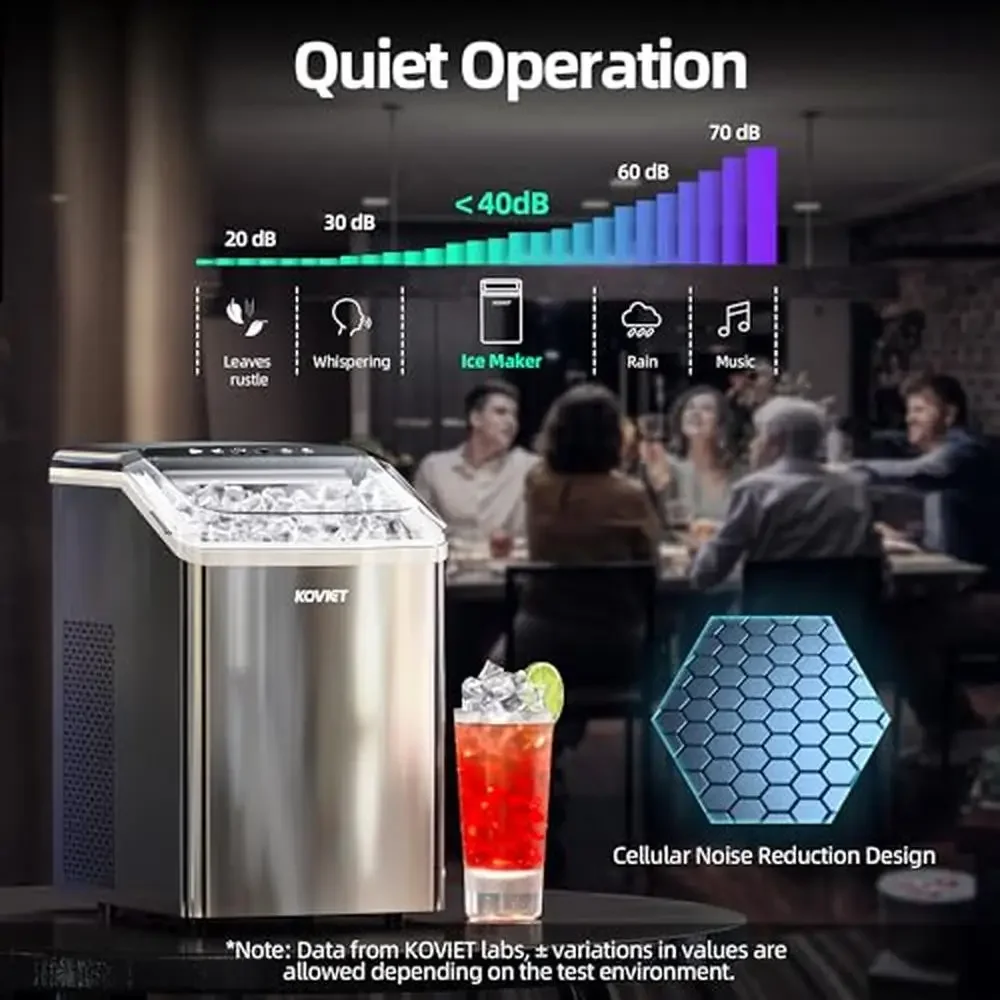 Mesin Pengering es bongkahan ringkas, mesin pembuat es 40lbs/24 jam, pipa pembuangan, pengoperasian mudah, desain dapur terintegrasi