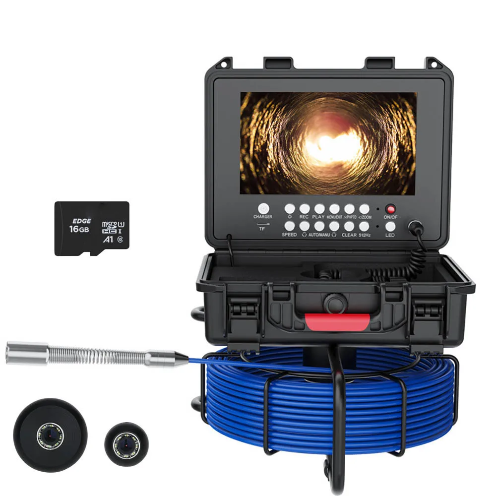 9in Ultra HD DVR Distance Counter Sewer Pipe Inspection Camera 17mm Video Camera,Drain Industrial Endoscope