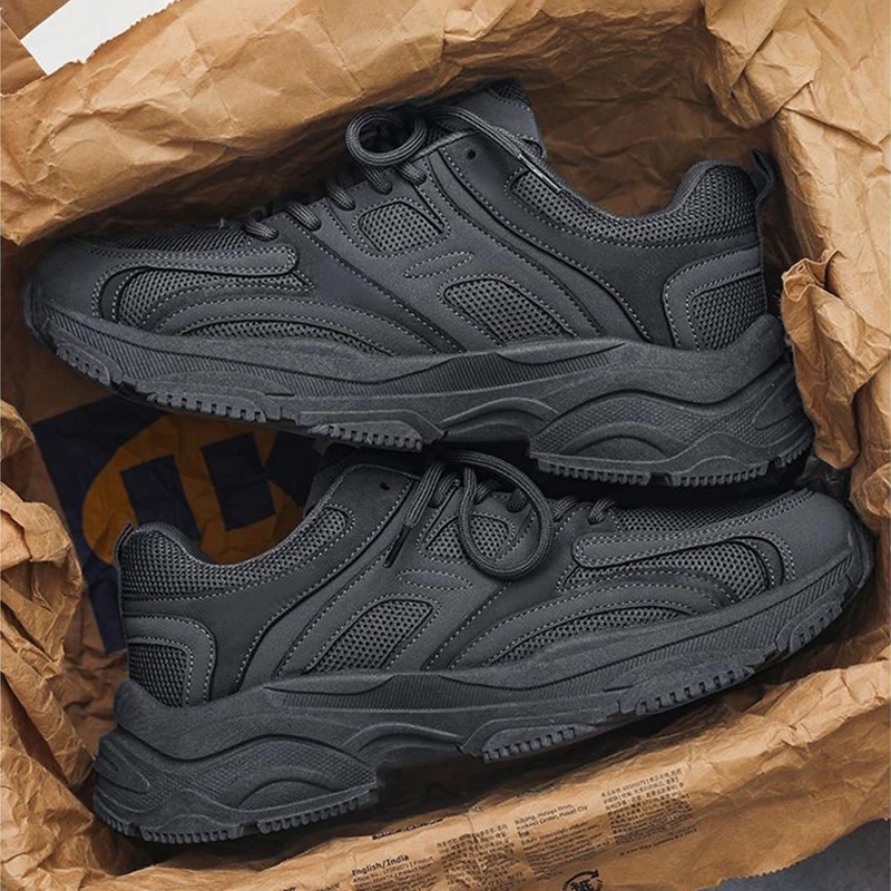 Oulylan في الهواء الطلق عدم الانزلاق أحذية رياضية عادية تنفس شبكة حذاء رياضة الرجال لون نقي Runshoes خفيفة الوزن سميكة وحيد أحذية العمل