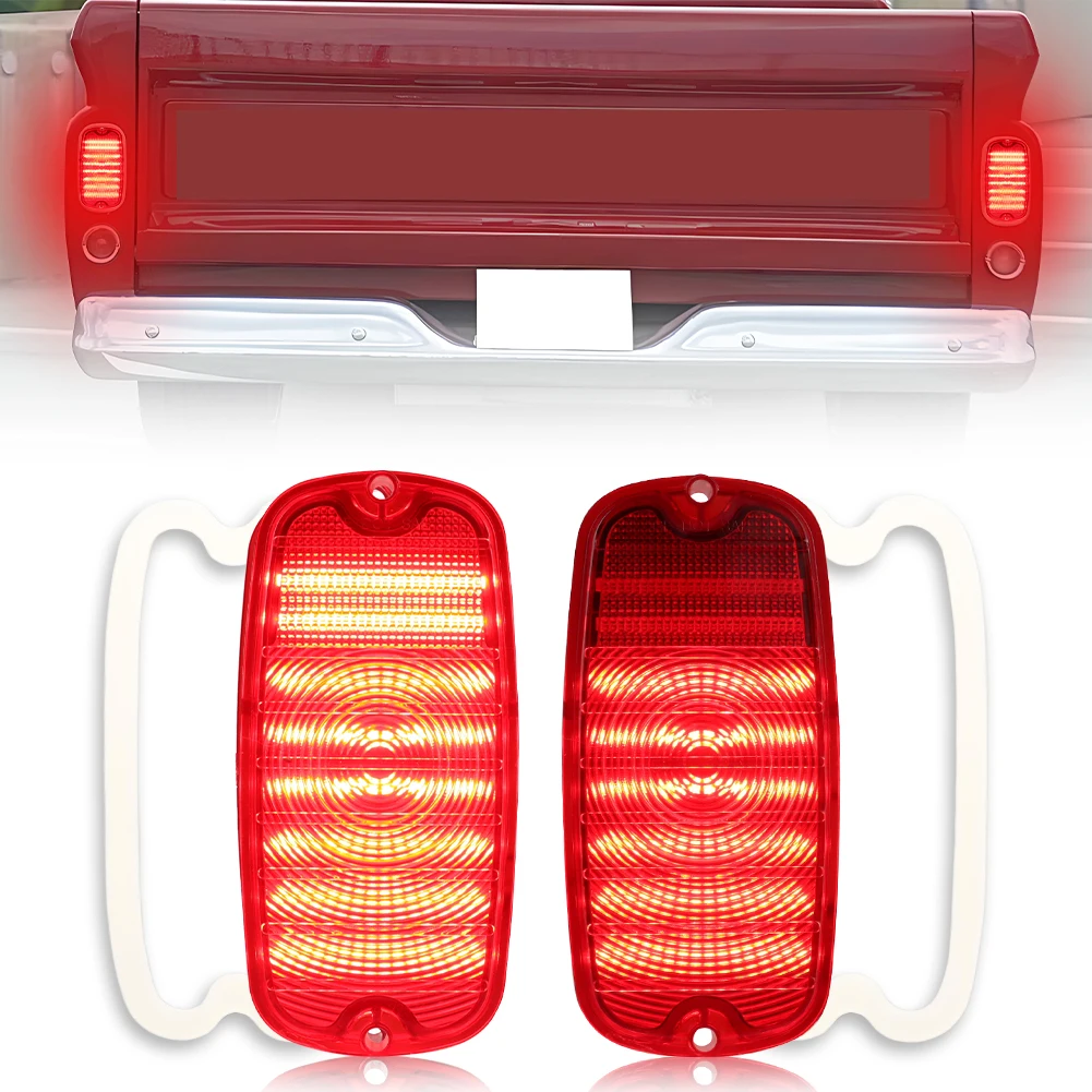 2X Rear Brake Light Tail Light DRL Light W/Red LED For 1960-1966 Chevrolet C10 C20 C30 K10 K20 Pickup Truck GMC 1000 1500 2500