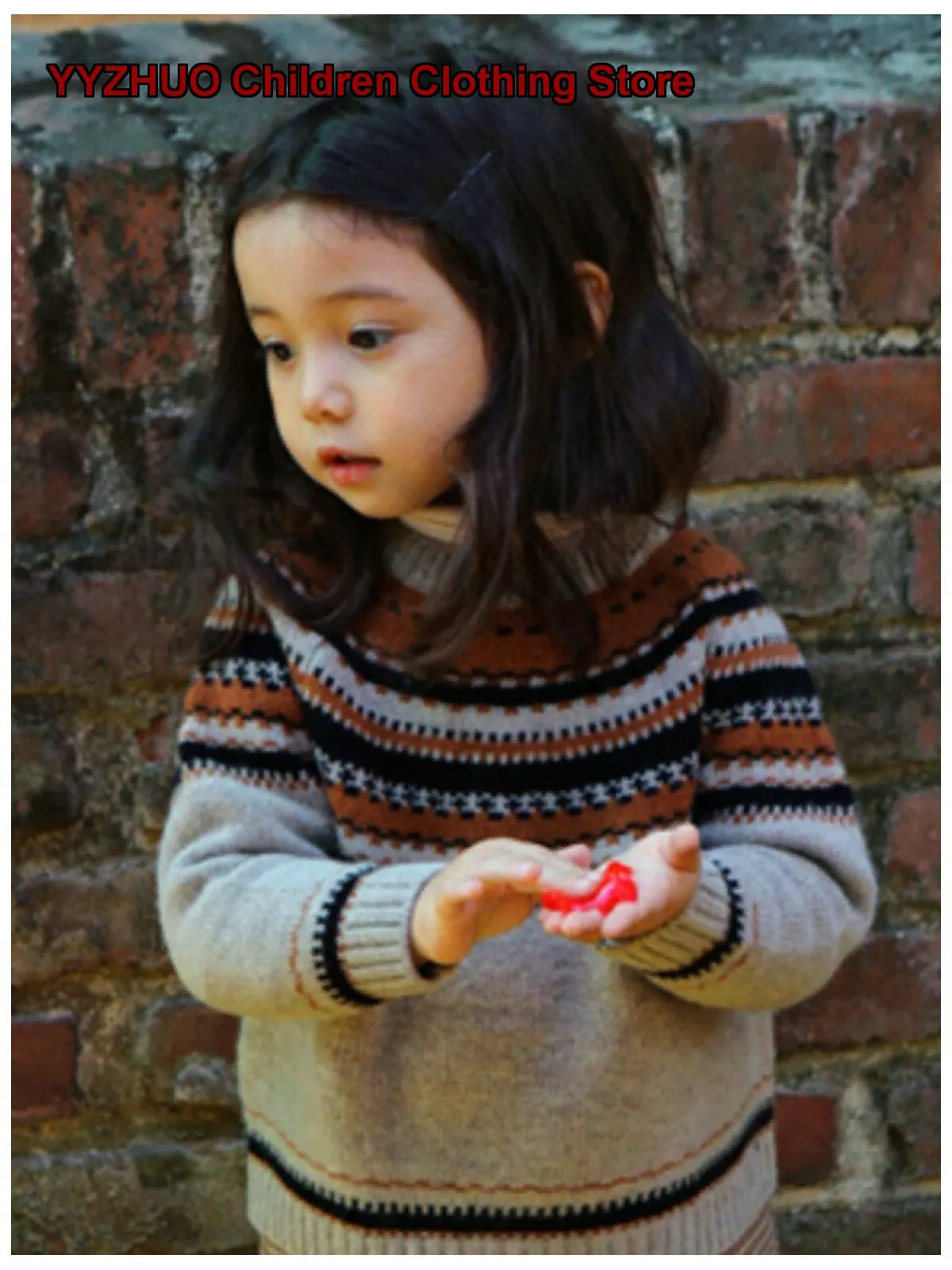 Boys Girls Pure Cashmere Knit Top Infant Round Neck Ribbed Knit Base Layer Thickened Kids