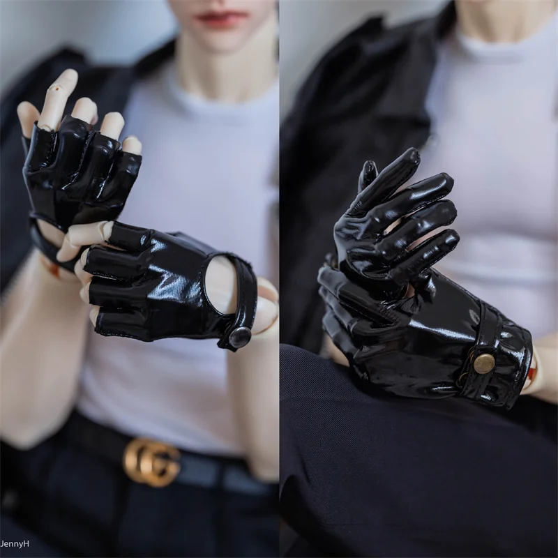

ID75 68cm Youth Daily Soft Glossy Leather Full Half Finger Gloves Black White Beige Spot Inventory Boys BJD Doll Accessories