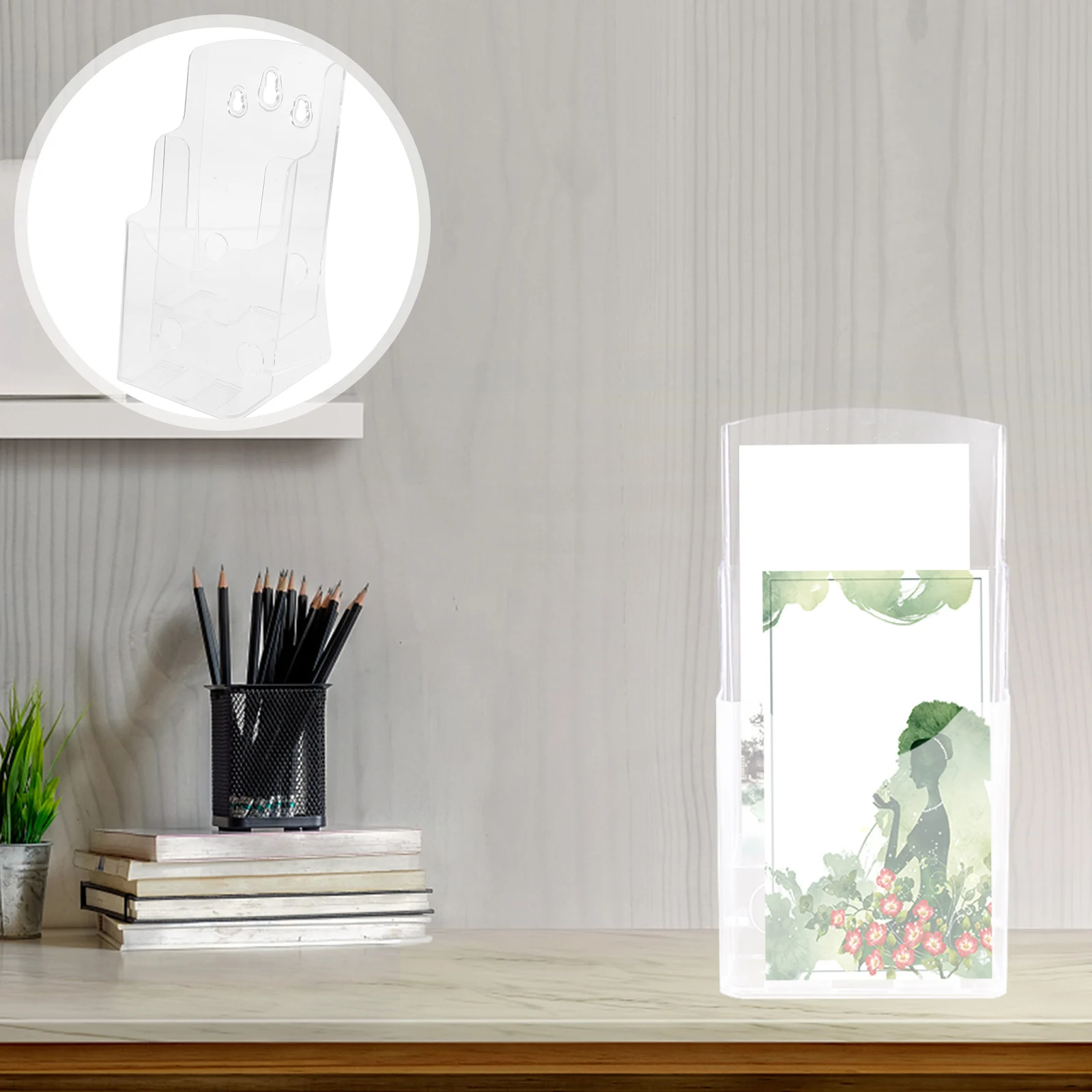 Business Card Holder Desktop Organizer Stand for Business Cards and Brochures Clear Plastic Name Card Display Rack Storage