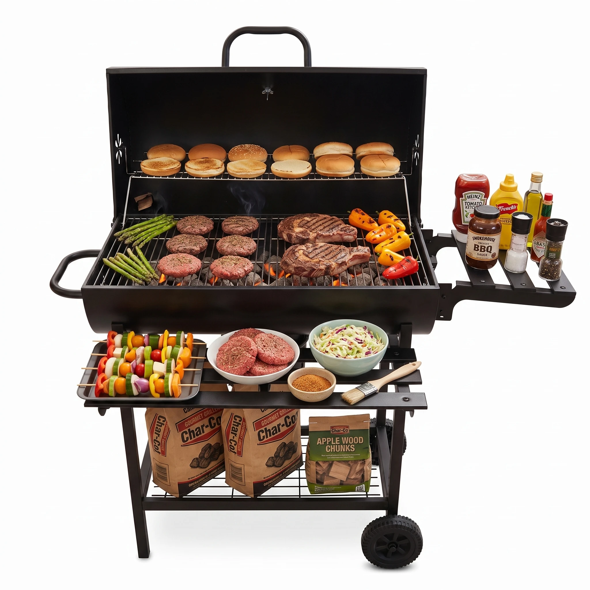Hot Sale Movable 430 Sq. In. Cooking Area Smoker Grill Charcoal BBQ Grill For Outdoor Picnic Camping Grilling