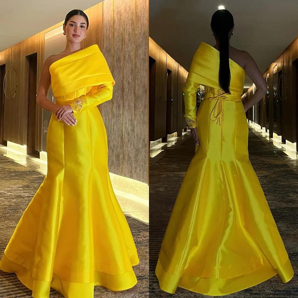 

Customized Sexy Fashion Beading Rhinestone Mermaid One-shoulder Long Dresses Bespoke Occasion Dresses Sizes Available Formal