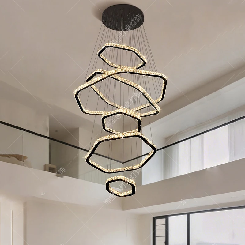 Modern home decoration crystal chandelier, stair Pendant lamp, living room Pendant lights, interior lighting