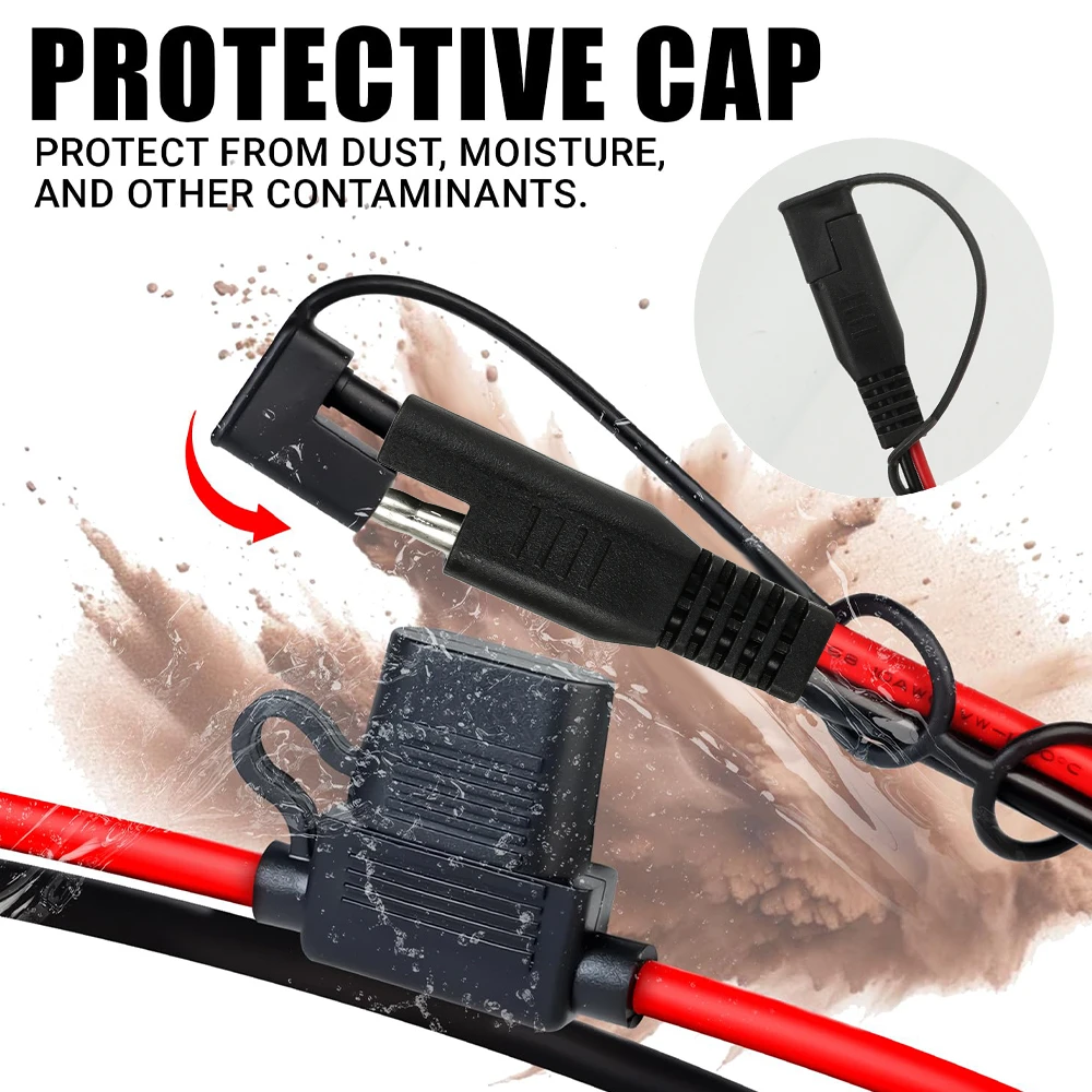 60CM 18AWG SAE zu O-Ring Kabelbaum mit 10A Sicherung SAE Verlängerungskabel Adapter Auto Motorrad Zubehör – Detail 3