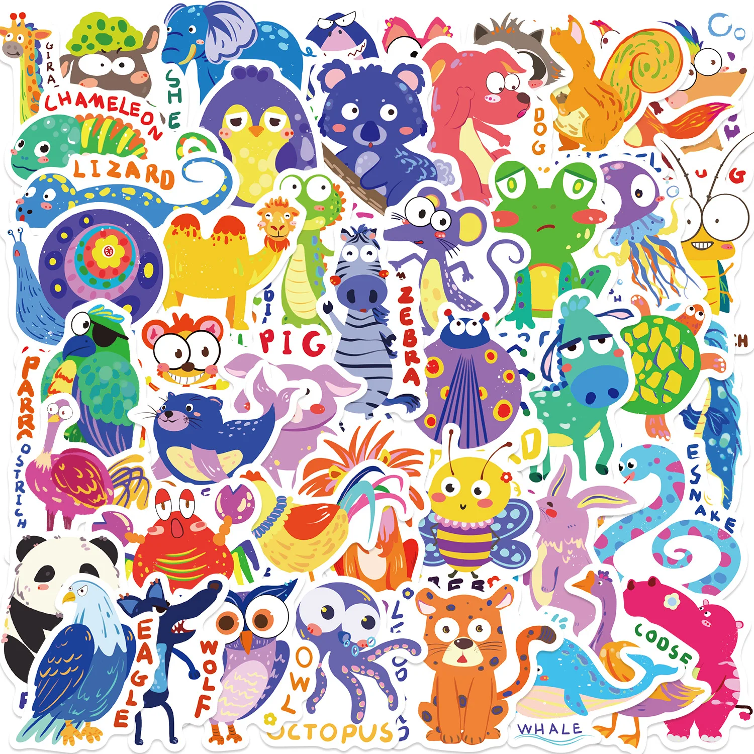 

50 шт., наклейки с милыми животными, наклейки для телефона, ноутбука, чемодана, скейтборда, сделай сам, эстетические наклейки с героями мультфильмов