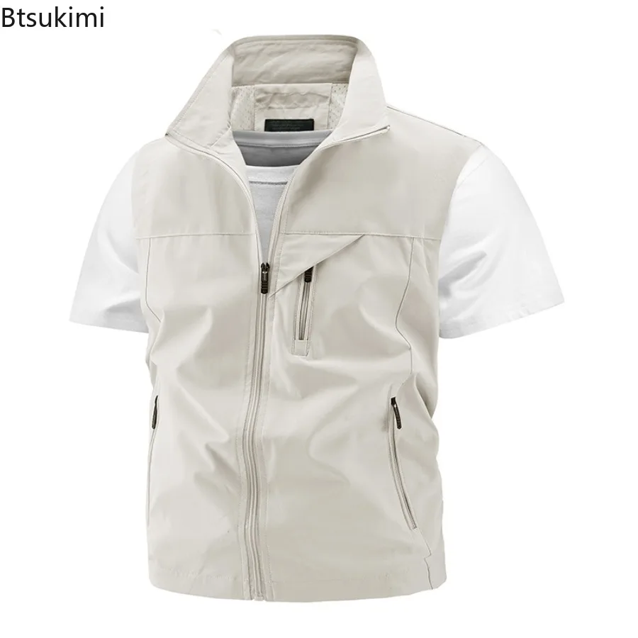 2025 Outdoor Spring Autumn Waistcoat Men's Thin Waistcoat Leisure Multi-pocket Waistcoat Sleeveless Coat Casual Daily Coat Male