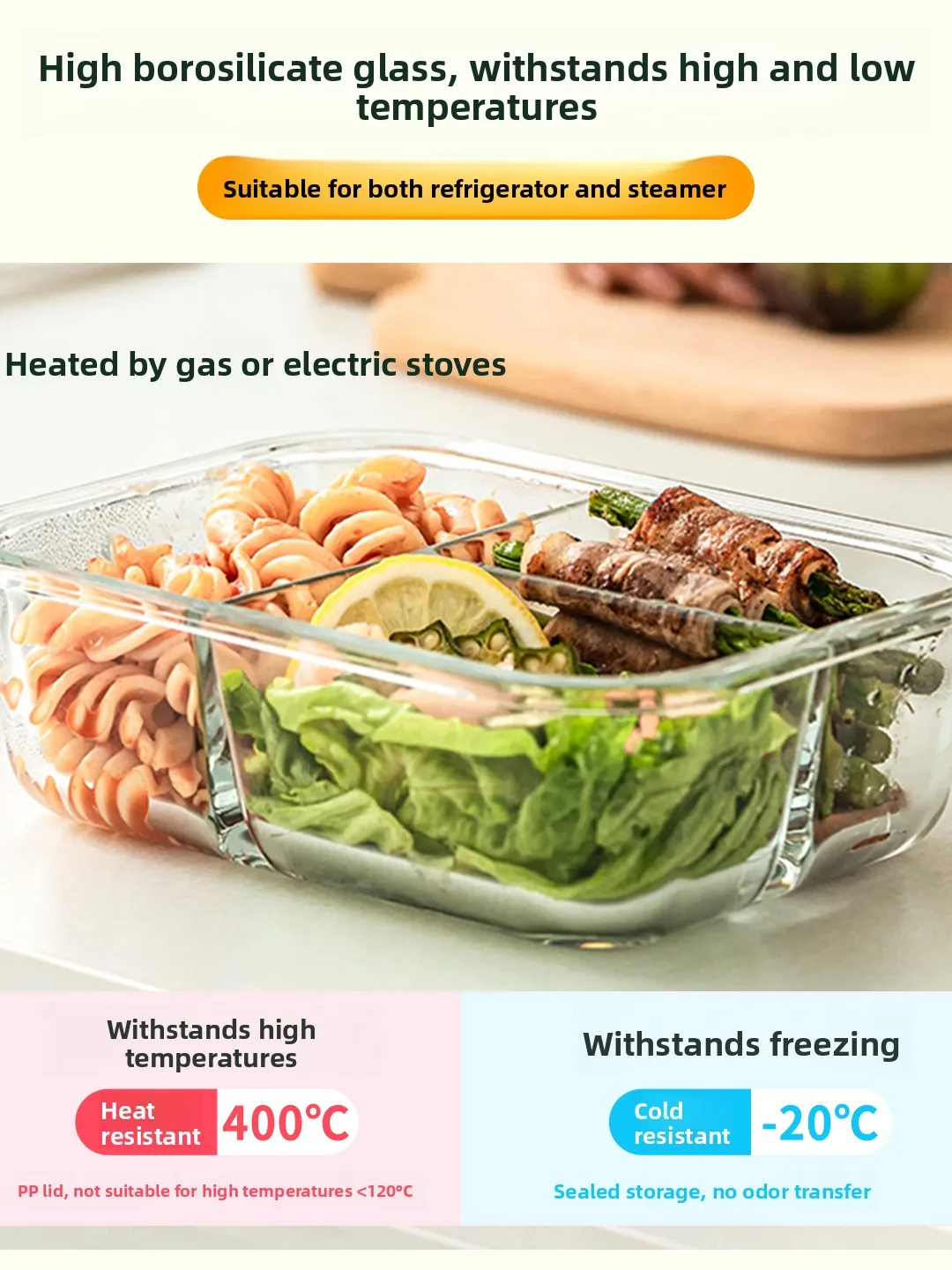 Lehe High Borosilicate Glass Lid Lunch Box Microwave Safe Bowl for Office Workers Food Bento Box Freshness Preservation Conta... view 4