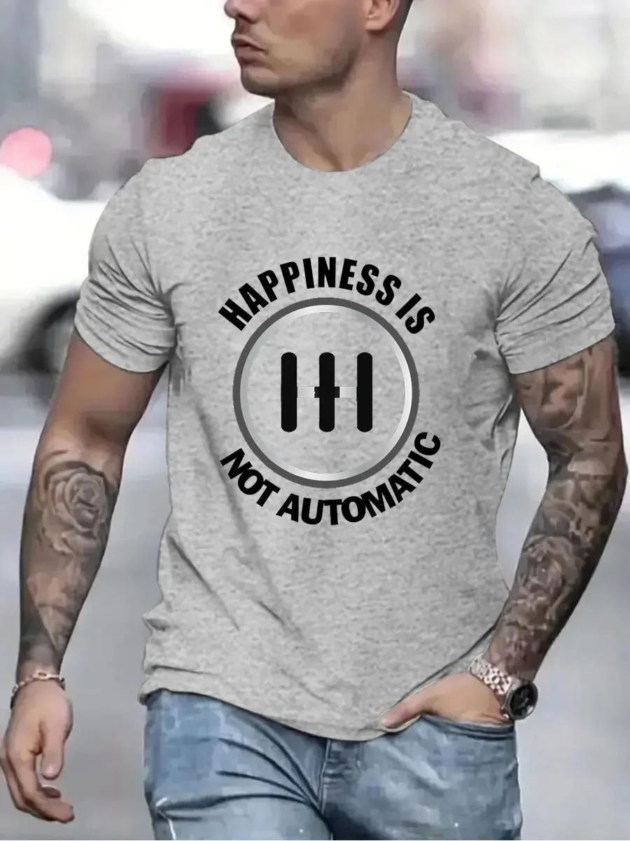 La felicidad no es automática, camiseta para hombre, camiseta de moda de talla grande, camiseta Save The Manuals, camiseta de 3 pedales para amantes de los coches, camiseta de marca para hombre