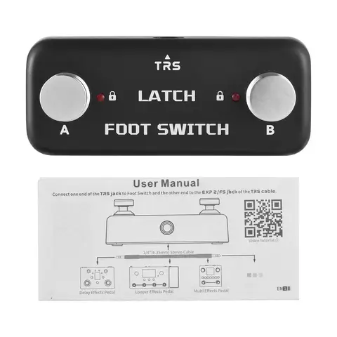 Dual Channel Footswitch Pedal - A/B Switching with Lock Function & LED Indicator, 6.35mm Stereo Plug for Amp/Effects