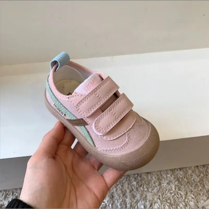 Baby Girls Canvas Shoes Spring Infant Toddler Shoes Breathable Soft Bottom Non-slip Stripe Children Kids Casual Shoes