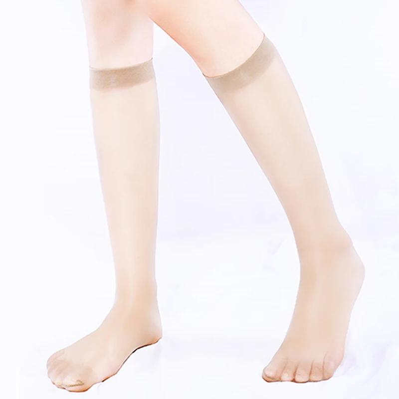 Fashion Women's Nylon Socks Ultrathin Sexy Stockings Solid Transparent Over Knee Socks Anti-hook Crystal Silk Sock