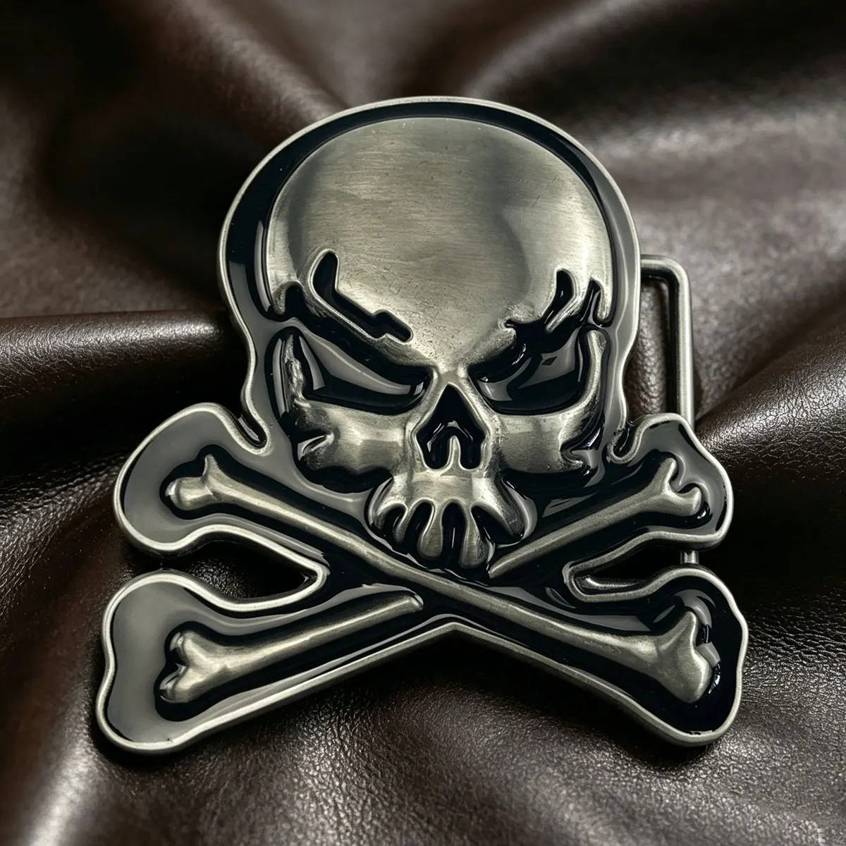 Schwarze Totenkopf-Gürtelschnalle - Retro Western Cowboy-Stil Geprägte Gürtelschnalle für Herren