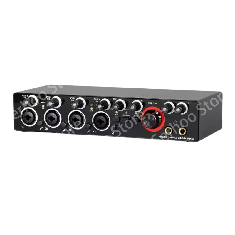 

Professional 24Bit 192Hkz 4 Channel Audio Interface USB Sound Card for Live Recording Solo