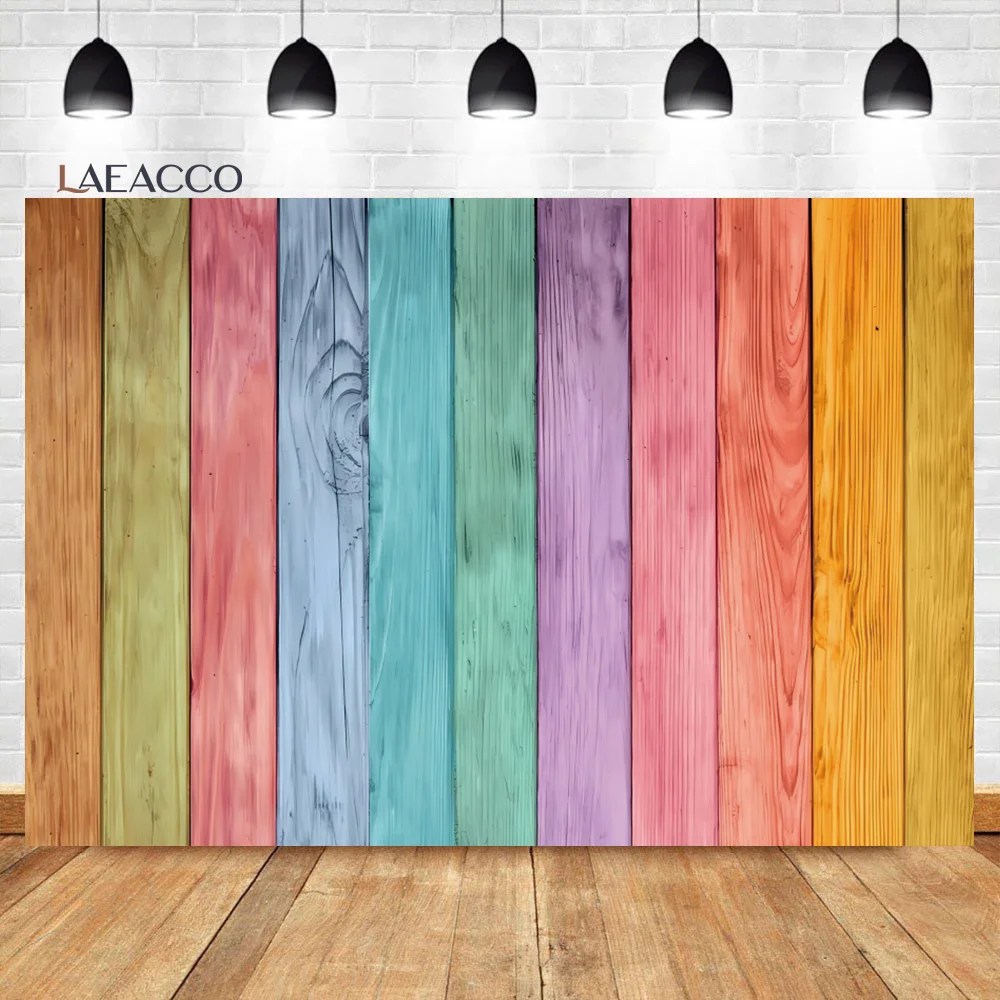 

Laeacco Colorful Rustic Wood Fence Wall Texture Photography Backdrop Child Baby Shower Birthday Party Portrait Custom Background