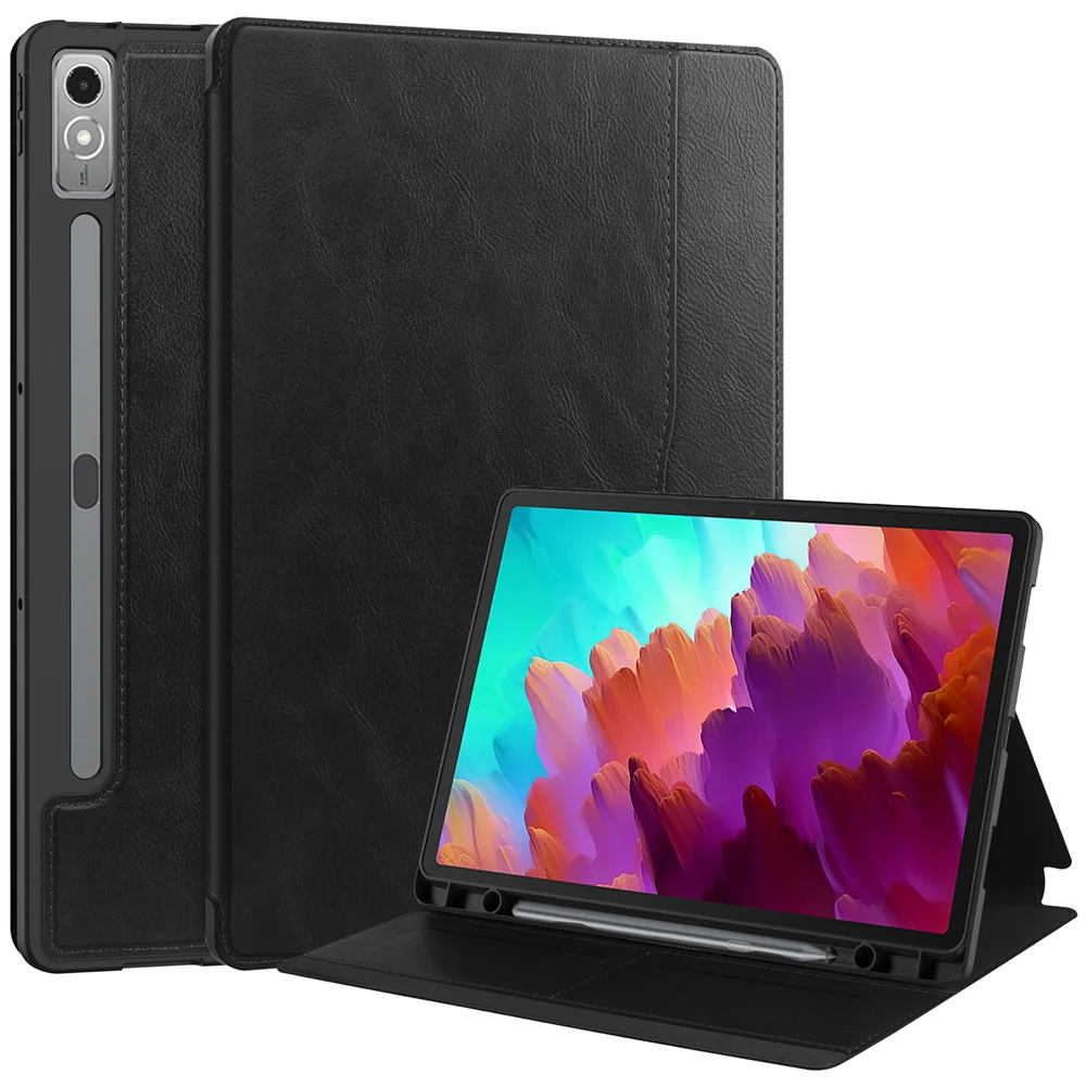 

Чехол для Lenovo P12, Xiaoxin Pad Pro, 12,7 дюйма, откидная подставка, умный чехол из искусственной кожи, чехол со встроенным слотом для карт, гибкая задняя крышка из ТПУ