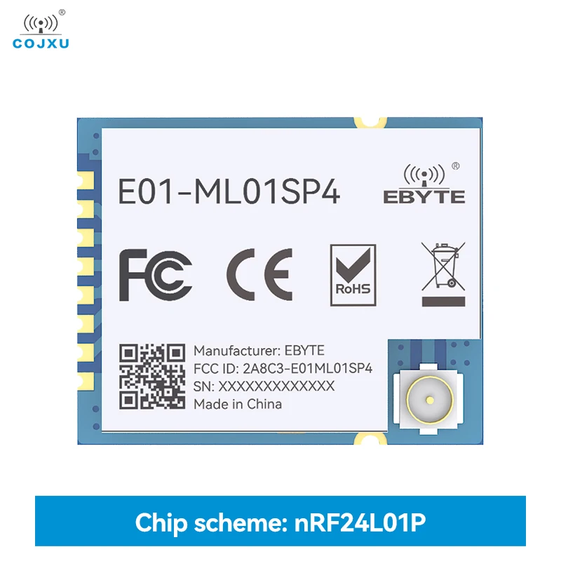 Cojxu 2km Long Range Wireless Transmitter and Receiver Module E01-ML01SP4 100mW SMD nRF24L01P 2.4GHz RF SPI Module