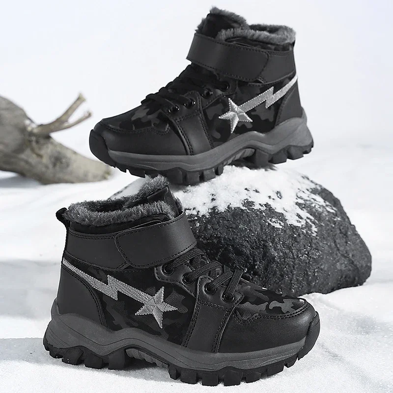 Winter new children's casual snow boots, long plush thickened high-top cotton boots, warm, wear-resistant and convenient