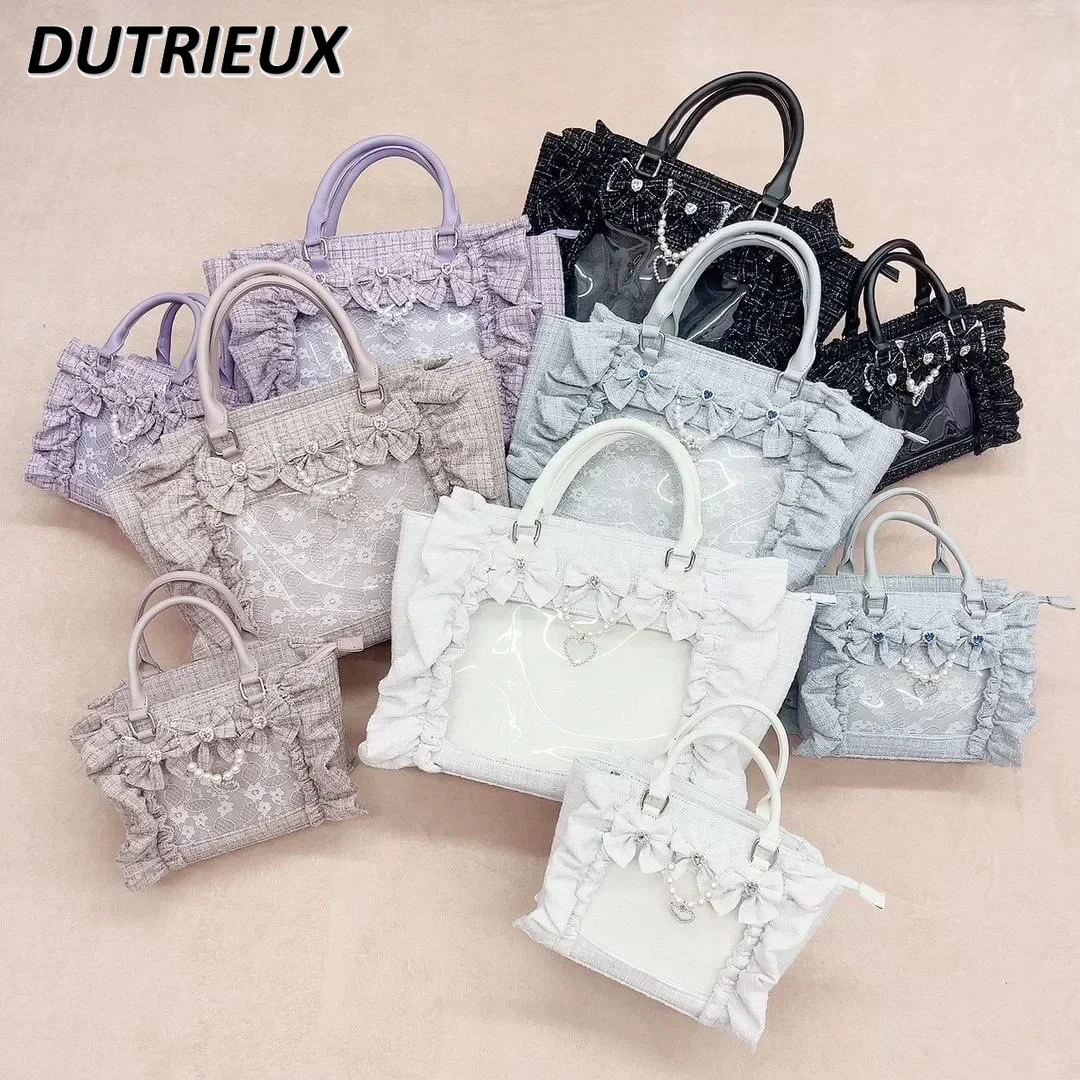 Japanese Style Ladies\' Casual Handbag 2024 New Ruffled Portable Crossbody Bags Female Fashion Sweet Cute Handbags for Women