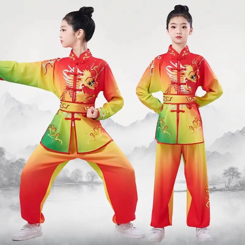 Stroje do sztuk walki Zestawy Wushu Dziecięce Cosplay Kung Fu Uniform Ubranka dla Niemowląt Chłopięcy Zestaw Tai Chi Strój Sceniczny Dziecięcy Strój Tang Dziewczęcy