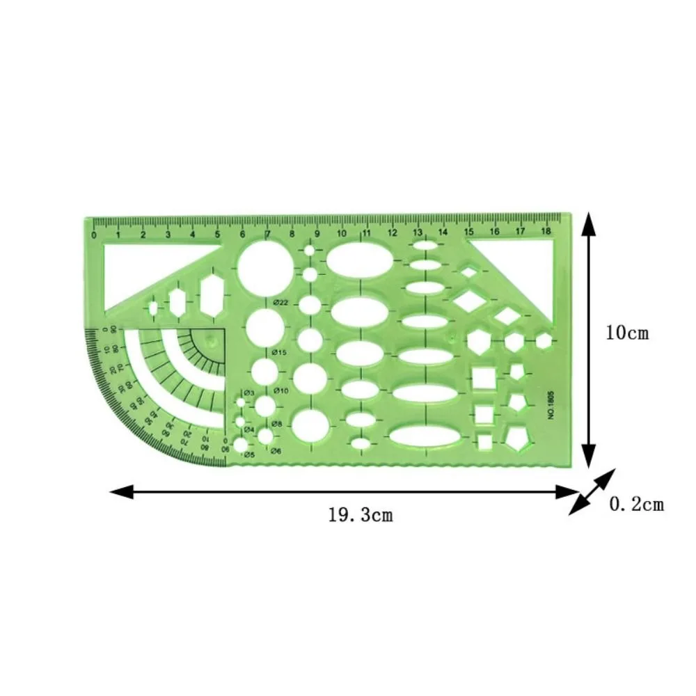Geometric Template Ruler Plastic Measuring Ruler Circle Stencil Student Stationery Oval Ruler Drafting Supply