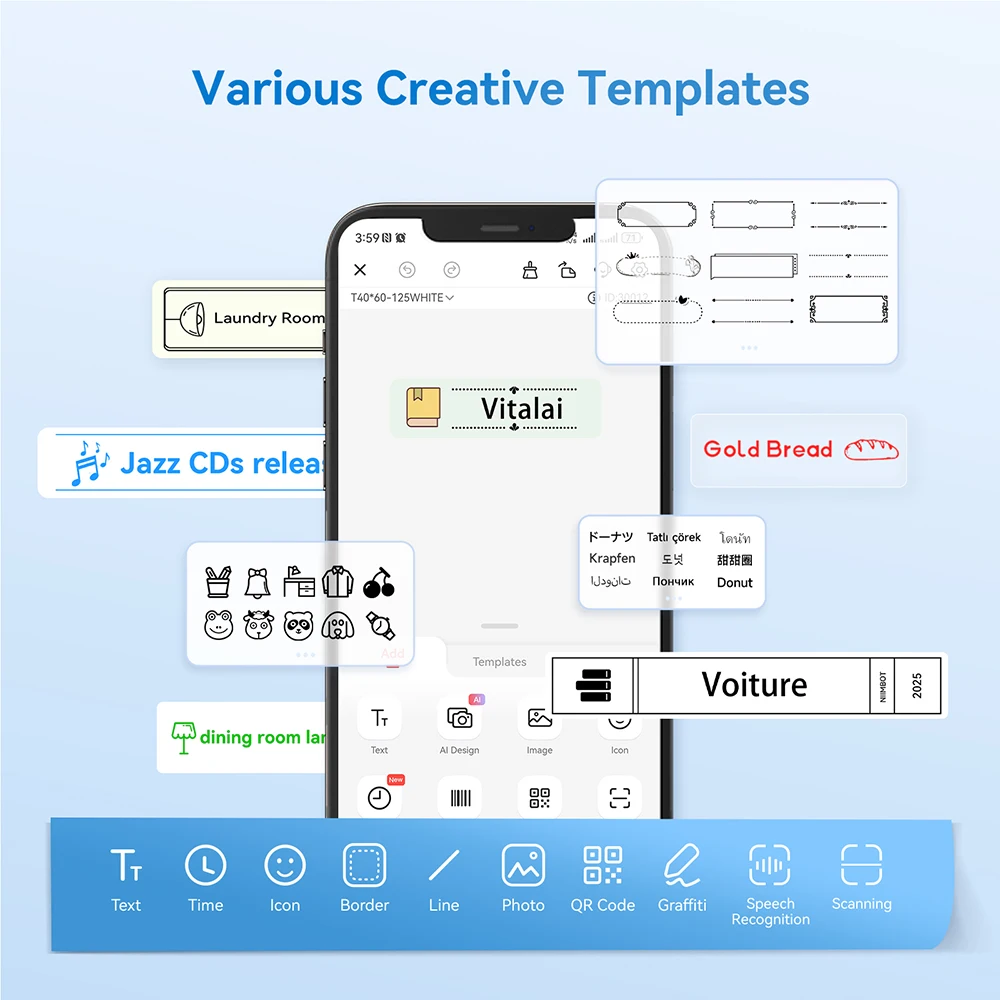 Niimbot N1/B18 Thermal Transfer Label Printer Self-Adhesive Waterproof Cord Labels Tag Wireless Label Maker Cable with Ribbon