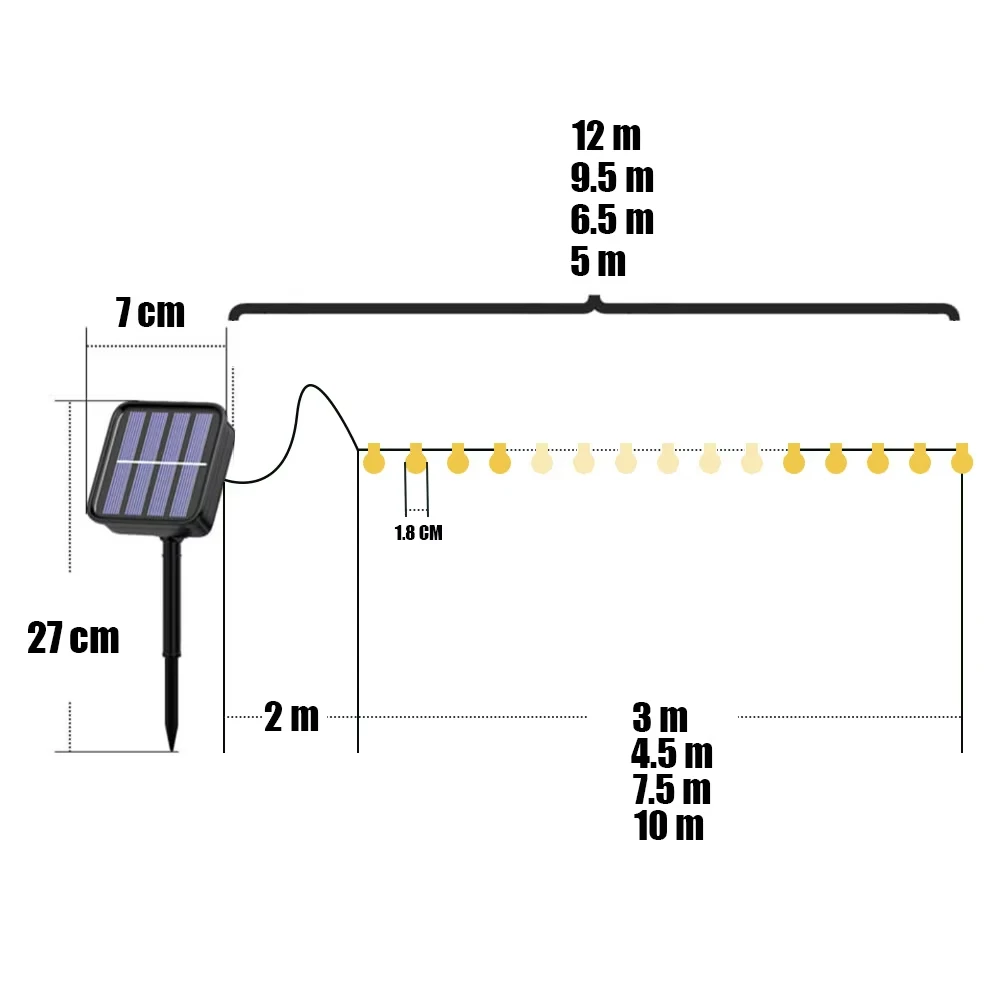 200 Led Camping Solar String Lights Outdoor Crystal Globe Lights Waterproof Solar Fairy Light for Garden Christmas Party Decor
