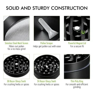 Kẽm Hợp kim Máy xay thảo dược, thuốc lá hướng dẫn, máy nghiền gia vị, thuốc lá thảo dược gai dầu, phụ kiện hút thuốc, dụng cụ nhà bếp, 4 lớp, 1.6 8 Bộ bán hàng chính cho các loại thảo mộc - №1