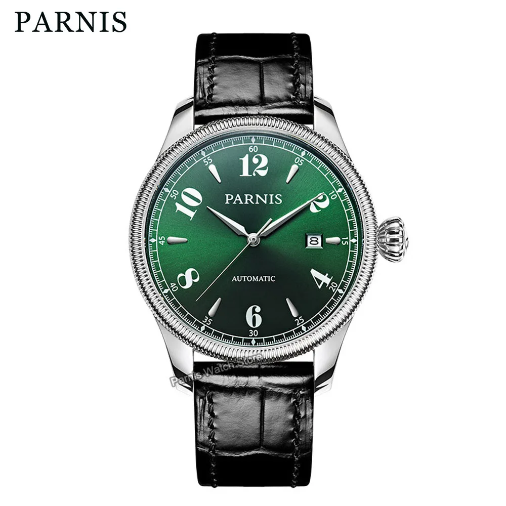 Parnis 42mm Sapphire Glass Miyota8215 Green Dial Automatic Mechanical Watch Stainless Case