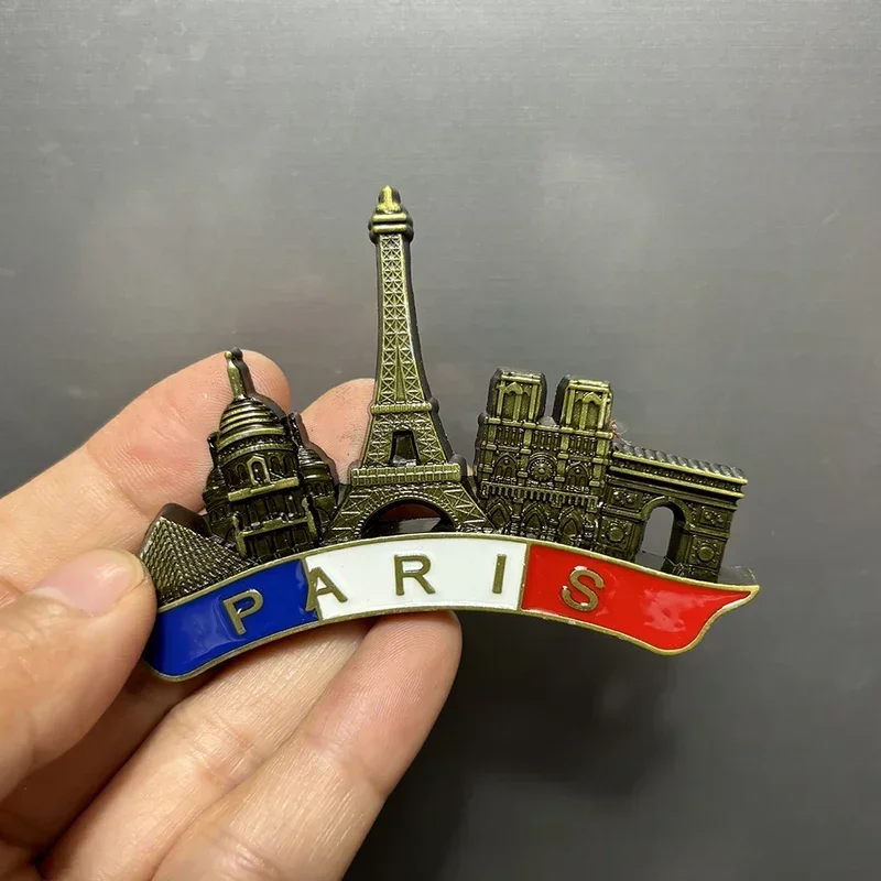 3D Metal Fridge Magnets France Paris Barcelona Vienna Vatican Malaysia Twin Towers Brazil Jesus Tourist Souvenir Gifts