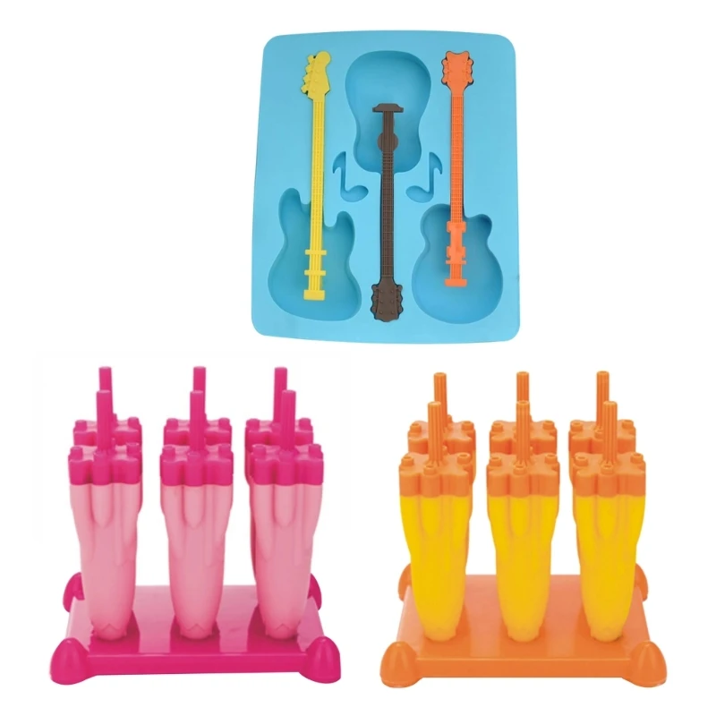 Popsicle Molds DIY Handwork Cartoon Guitar Rocket Popsicle Ice Maker Mould