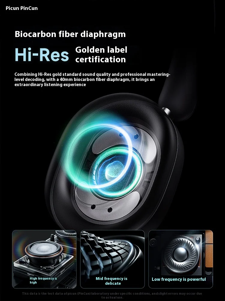 Picun F6 Wireless Headphone With 6Mics 40mm Bio Carbon Fiber Diaphragm Bluetooth 6.0 Hi-Res Spatial Sound Custom Gaming Headset