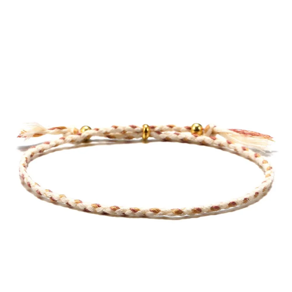 Adjustable Korean Gift Copper Bead Colorful For Women Braid Hand Rope Fashion Accessories Woven Bracelet Polyester Thread