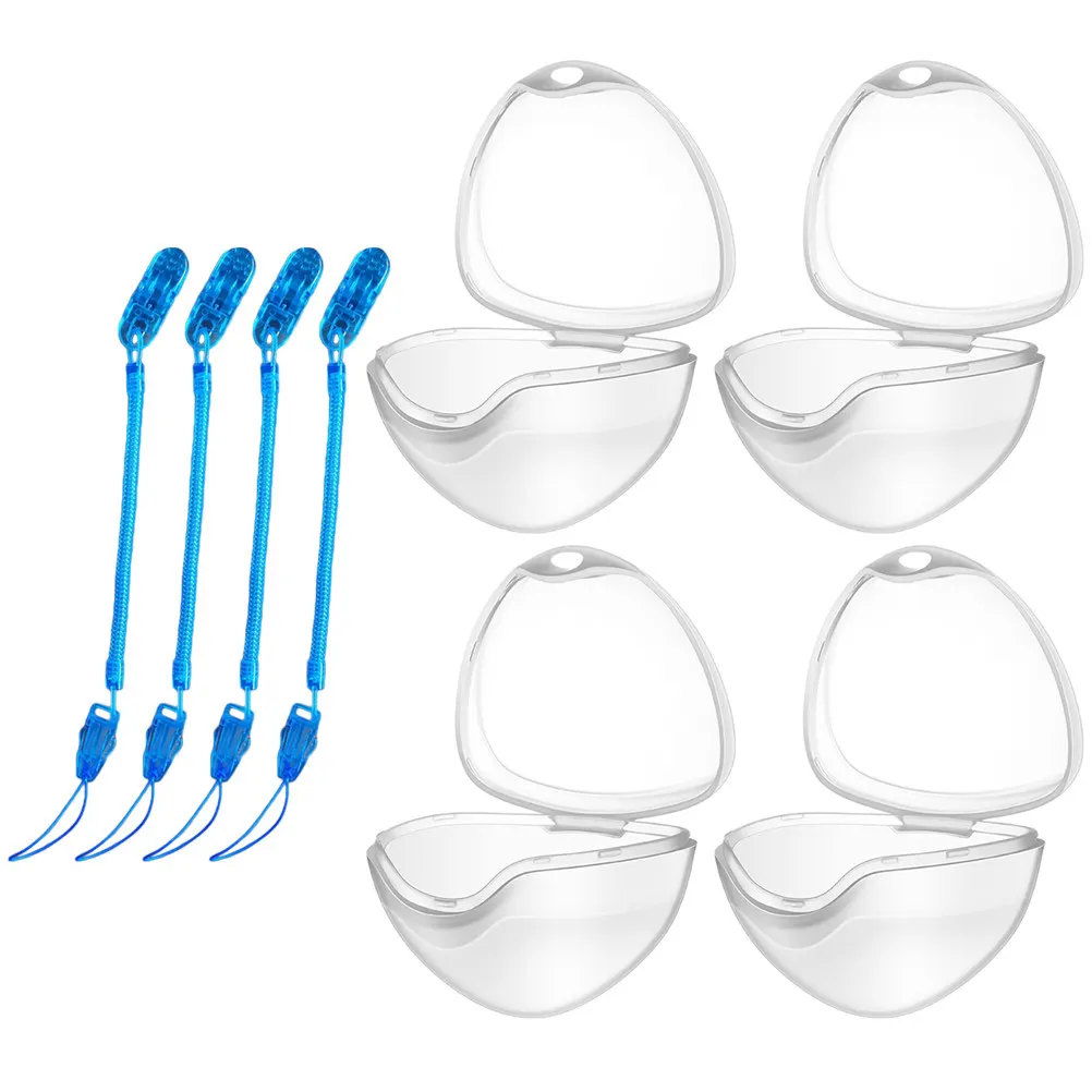 

4Pcs Portable Transparent Pacifier Storage Box Clip Container Hygienic Bacteria-Resistant Baby Pacifier Case for All Major