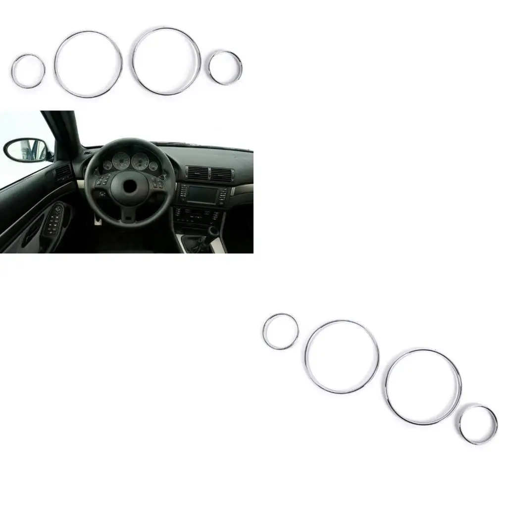 Speedometer Gauge Chrome Dial Bezel Ring For BMW E38 E39 E53 Instrument Cluster Dashboard Interior Trim Decoration 4Pcs Full Set