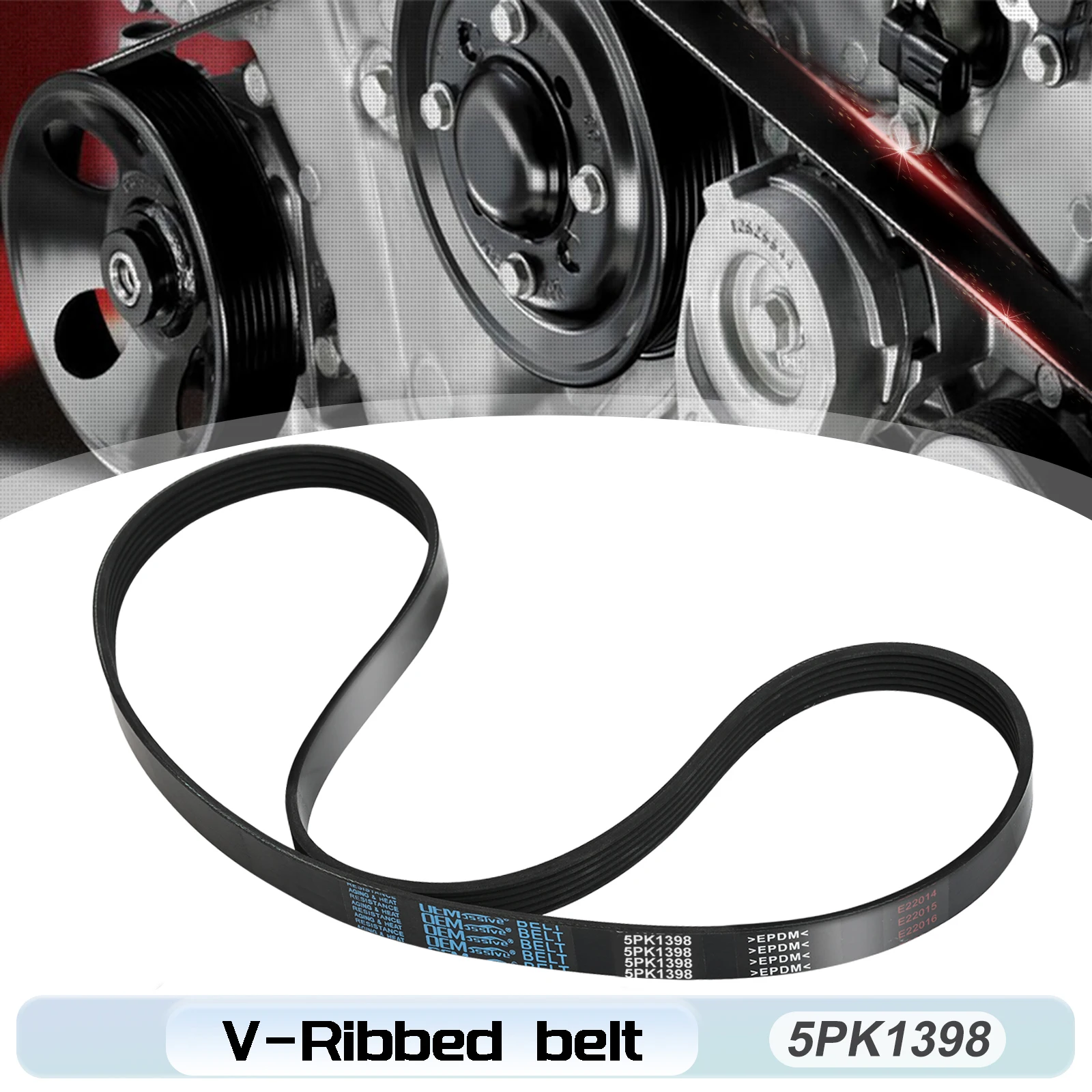 Cinghia di trasmissione multi V a costine a 5 nastri per Chevy CRUZE ORLANDO MINI Cooper Opel VAUXHALL 5PK1397 5PK1398 1400K5 1340053 55583125