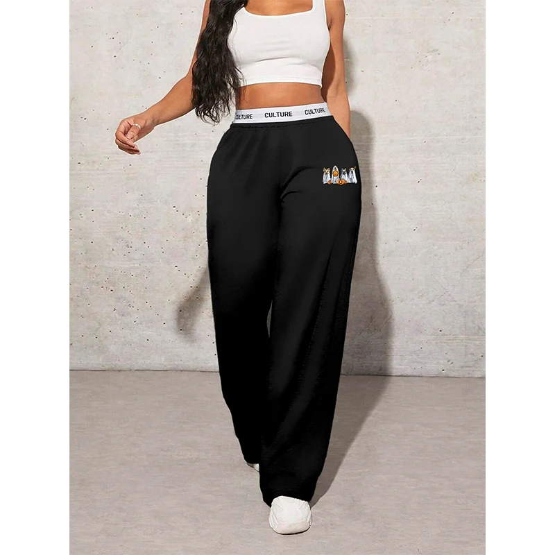 Autumn Women\'s Pants Halloween Cartoon Print Casual Loose Women\'s Wide Leg Pants Webbing Fashion Female Clothing