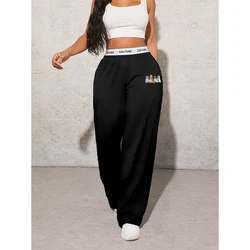 Autumn Women's Pants Halloween Cartoon Print Casual Loose Women's Wide Leg Pants Webbing Fashion Female Clothing