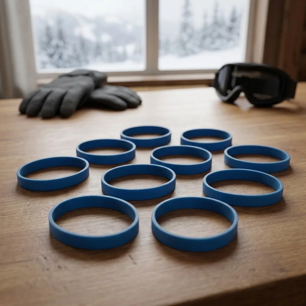 Blue Rubber For Ski Brake Retainer Bands 30pcs for For Ski Stopper Holder Straps Folded Length 90mm Width 6mm Thickness 1.3mm