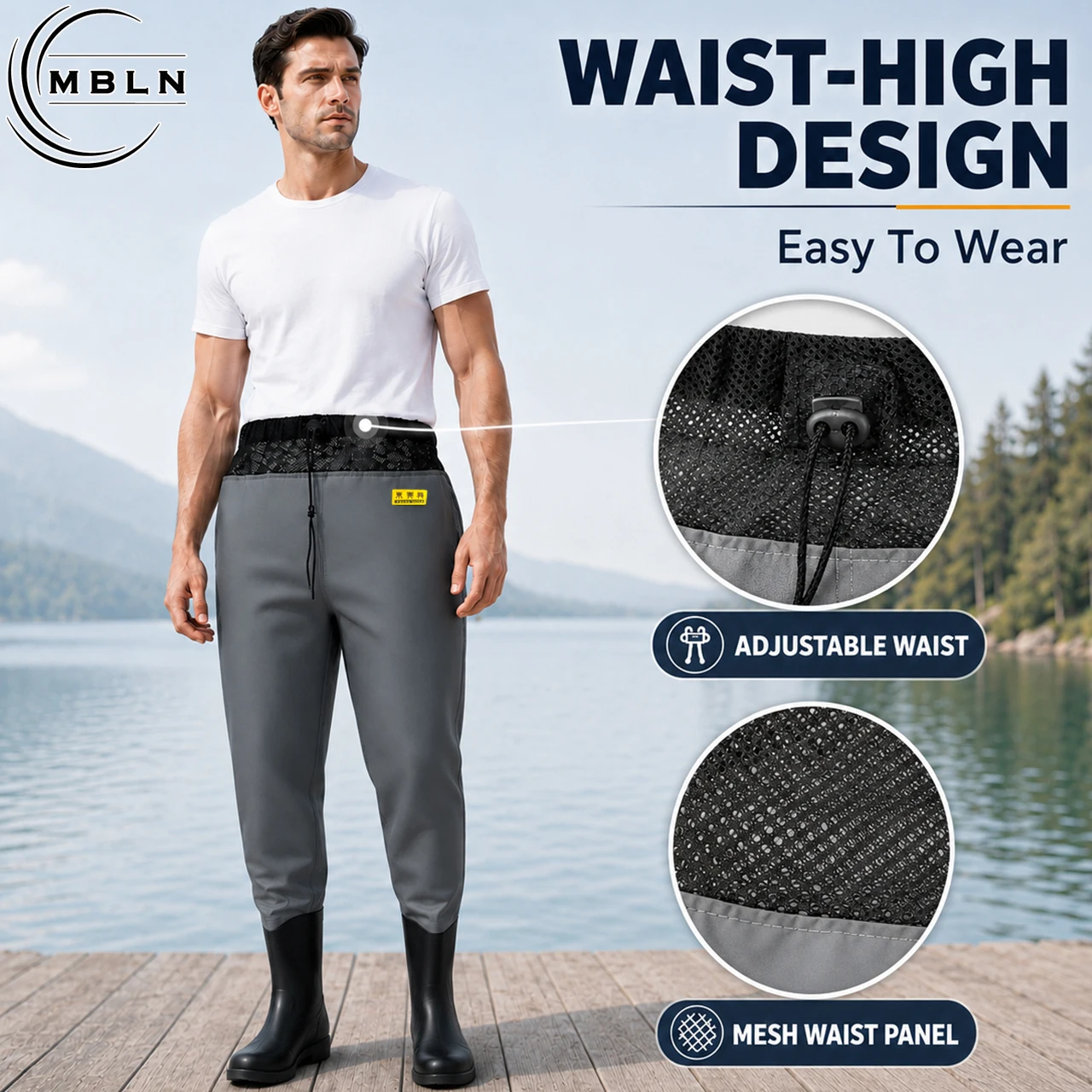 Rutschfeste Angelstiefel-Overalls, Wasserdichte Outdoor-Ausrüstung für Camping, Jagd, Angeln und Bachwanderungen – Detail 2