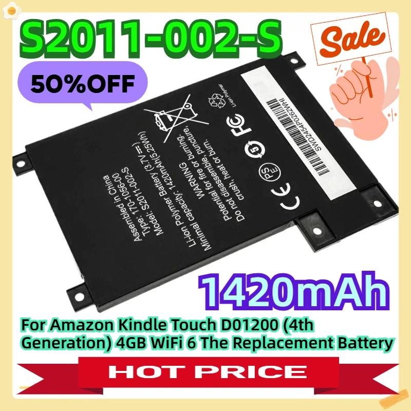 

For Amazon Kindle Touch D01200 (4th Generation) 4GB WiFi 6 The Replacement Battery 1420mAh