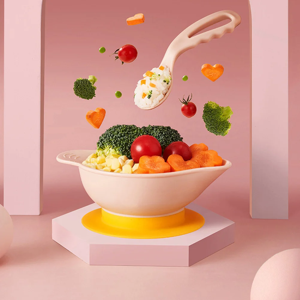 1 conjunto de tigela de sucção do bebê colher conjunto criança primeiro estágio transição alimentação texturizado colisão emocionando hábito refeição