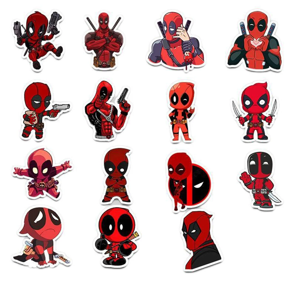 10/35PCS Marvel Superhero Deadpool Stickers Cool Graffiti Wall Decals DIY Skateboard Motorcycle Phone Laptop Car Bike Kids Toys