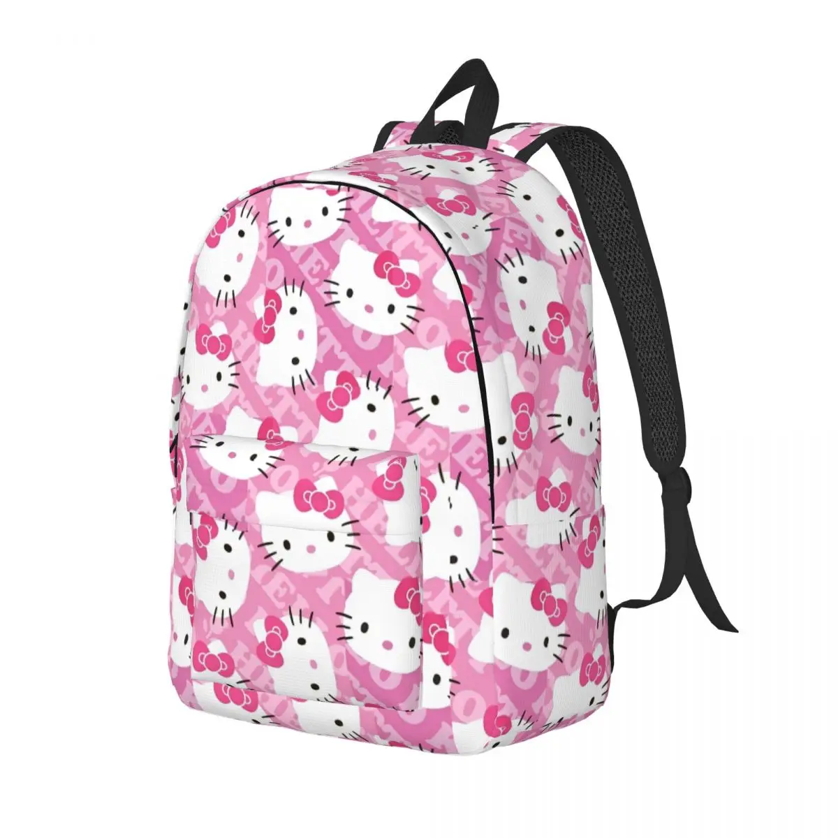 Hello Kitty Head Printing Backpack for Men Women Teenage High School Work Daypack College Canvas Bags Outdoor