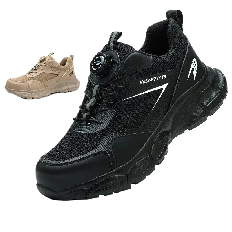 

Button Elastic Protection Shoes Men Safety Shoes With Steel Toe Anti Smashing And Anti PiercingTactical Boots