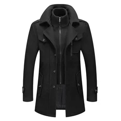 Vestes à double col pour hommes, manteau d'hiver, coupe-vent, chaud, mode, automne