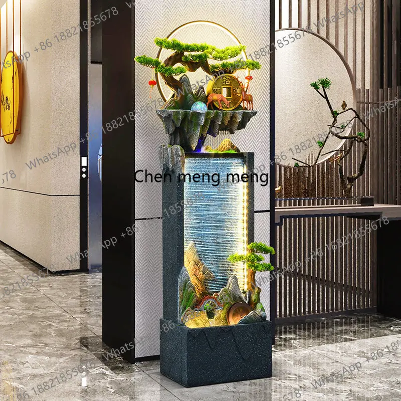 

New Chinese rockery flowing water ornament Feng Shui wheel decoration landscaping TV cabinet entrance water curtain wall