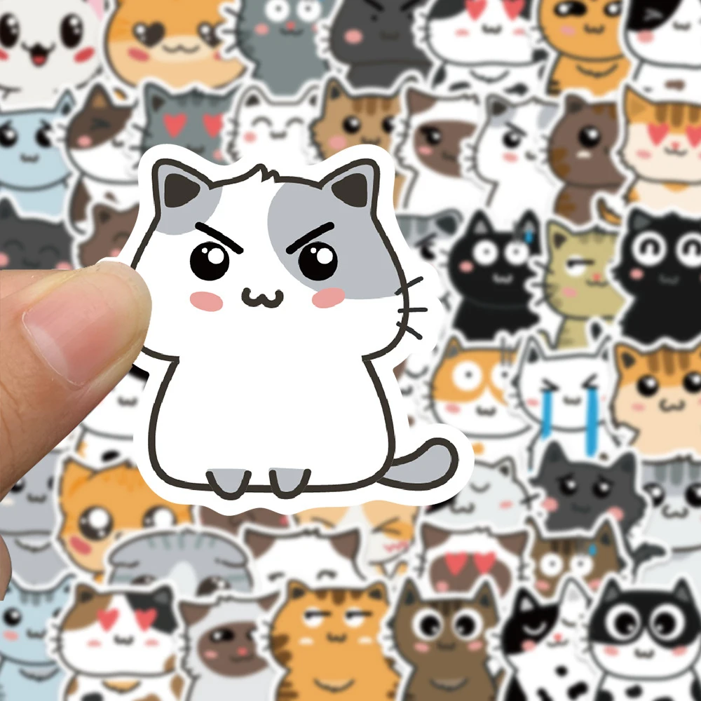 

10/30/50pcs Kawaii Creative Anime Cat Stickers Cute Cartoon Animal Kitten Sticker Skateboard Luggage Phone Graffiti Decals Toys